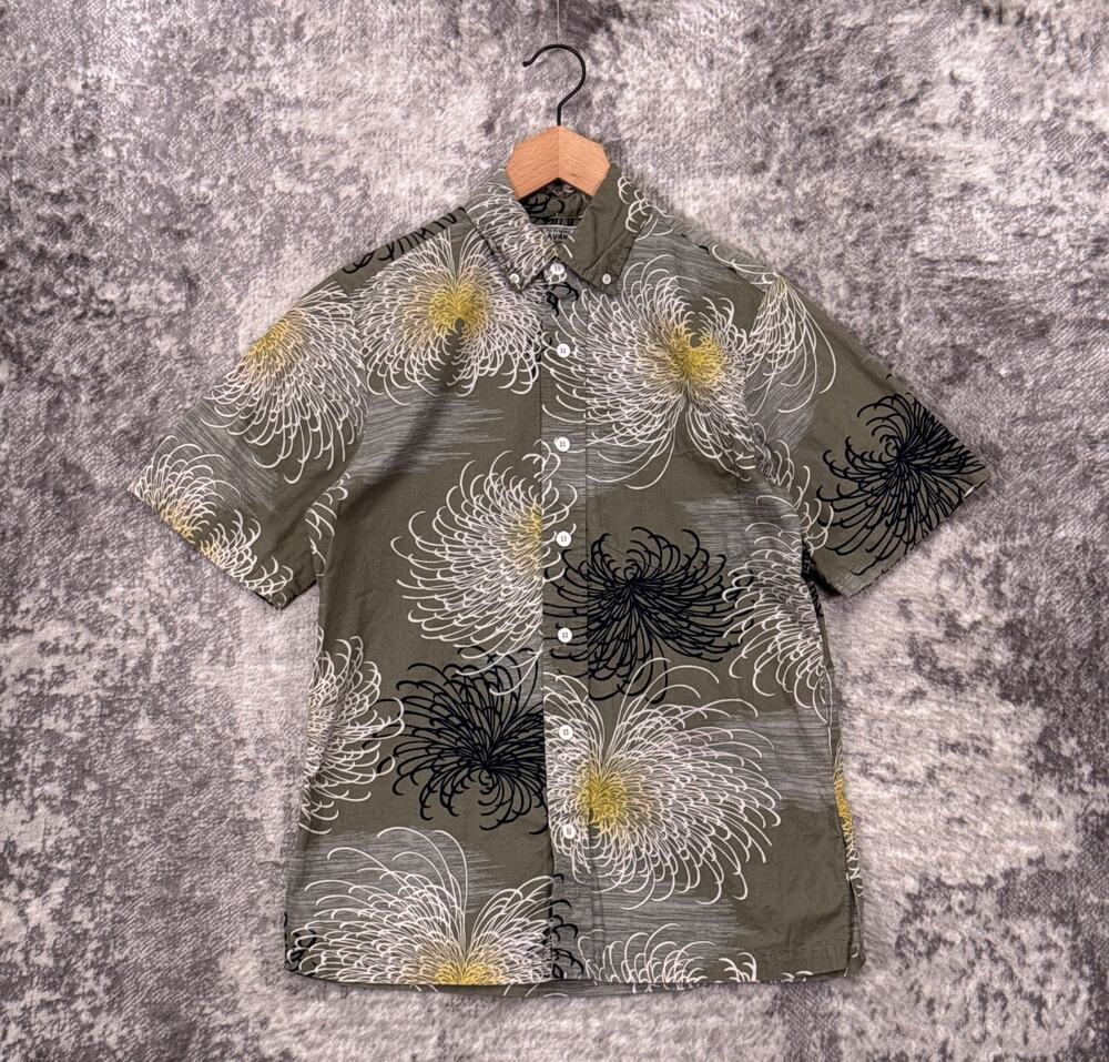 Vintage Avanti Shirt XS Mens Green Cotton Hawaiian Button Down